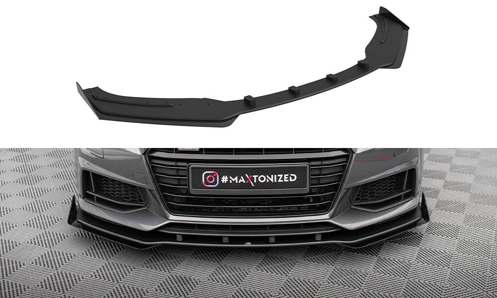 Maxton Design Street Pro Street+ Spoilerlippe Front Ansatz + Flaps passend für Audi TT S / S-Line 8S schwarz Hochglanz