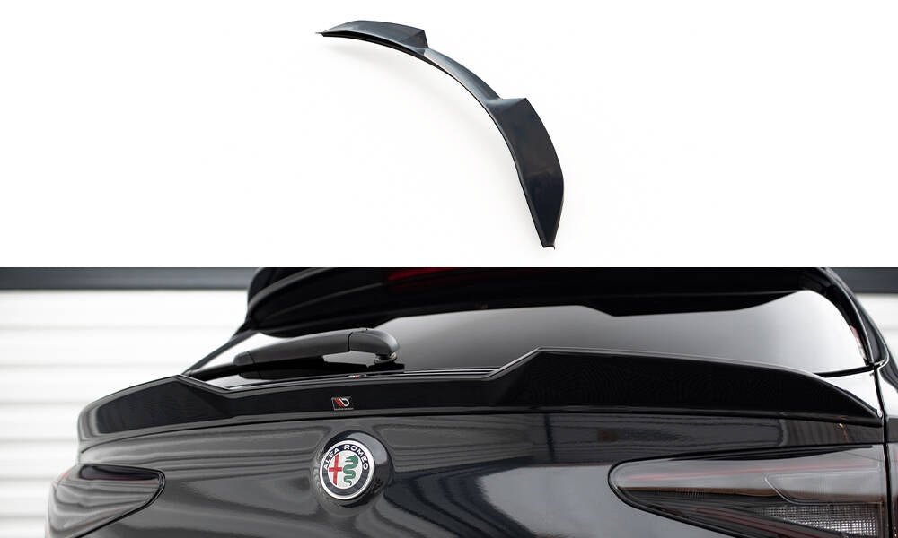 Maxton Design Niedriger Spoiler CAP 3D passend für Alfa Romeo Stelvio Mk1 schwarz Hochglanz
