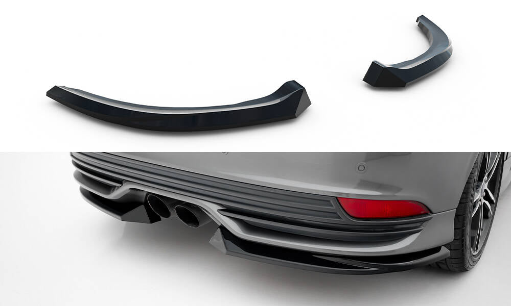 Maxton Design Heck Ansatz Flaps Diffusor V.3 passend für Ford Focus ST Mk3 Facelift schwarz Hochglanz