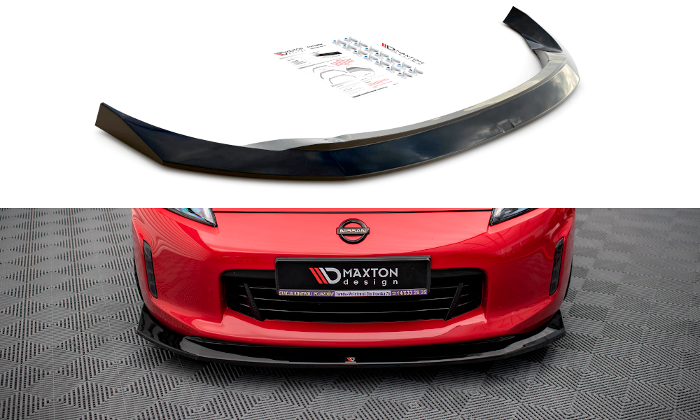 Maxton Design Street+ Spoilerlippe Front Ansatz V.1 passend für Nissan 370Z Facelift schwarz Hochglanz