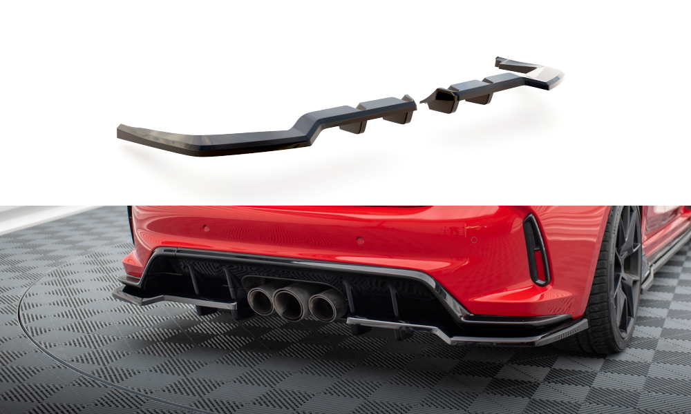 Maxton Design Street+ Mittlerer Diffusor RACE passend für V.1 Honda Civic Type-R Mk 11 schwarz Hochglanz