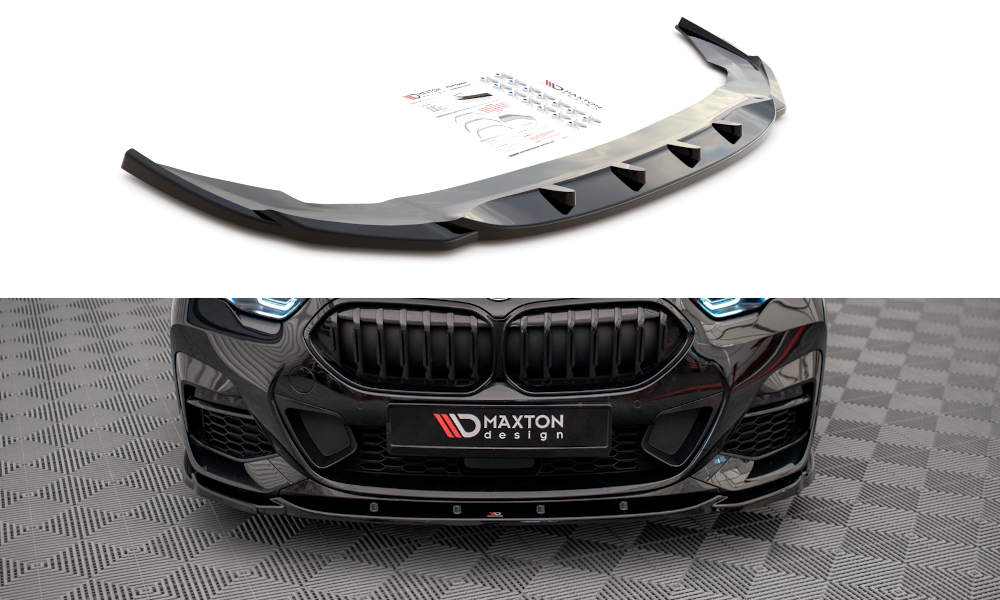 Maxton Design Street+ Spoilerlippe Front Ansatz V.1 passend für BMW 2 Gran Coupe M-Paket / M235i F44 schwarz Hochglanz