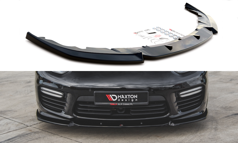Maxton Design Street+ Spoilerlippe Front Ansatz V.1 passend für Porsche Panamera Turbo 970 Facelift schwarz Hochglanz