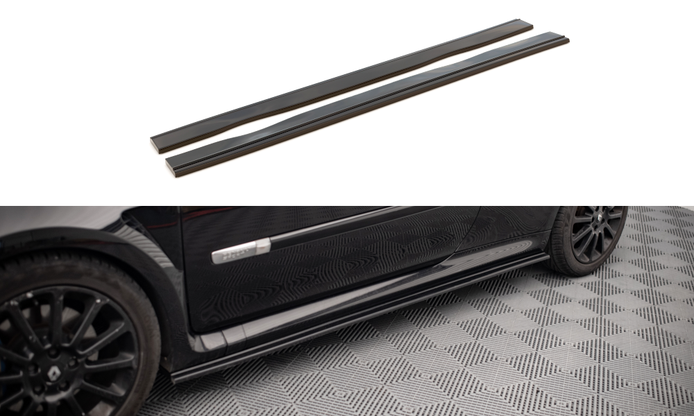 Maxton Design Street+ Seitenschweller Leisten passend für RENAULT CLIO MK3 RS schwarz Hochglanz