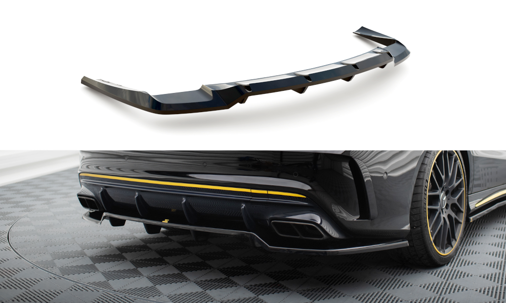 Maxton Design Street+ Mittlerer Diffusor RACE passend für Mercedes-AMG CLA 45 C117 Facelift schwarz Hochglanz