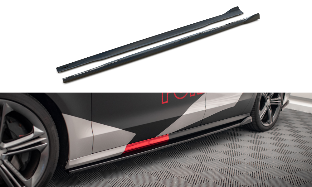 Maxton Design Street+ Seitenschweller Leisten V.2 passend für Audi S8 D4 schwarz Hochglanz
