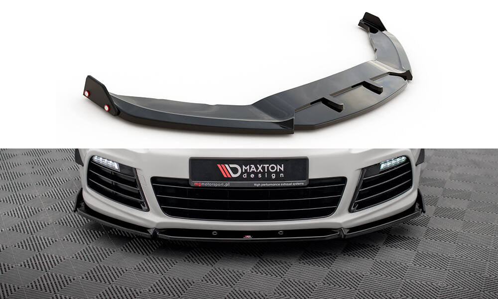 Maxton Design Street+ Spoilerlippe Front Ansatz V.3 + Flaps passend für VW Scirocco R Mk3
