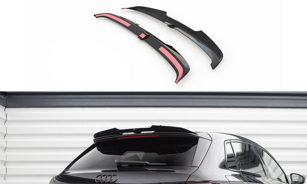 Maxton Design Spoiler CAP V.2 passend für Audi RS3 / S3 / A3 S-Line Sportback 8Y / 8Y Facelift schwarz Hochglanz
