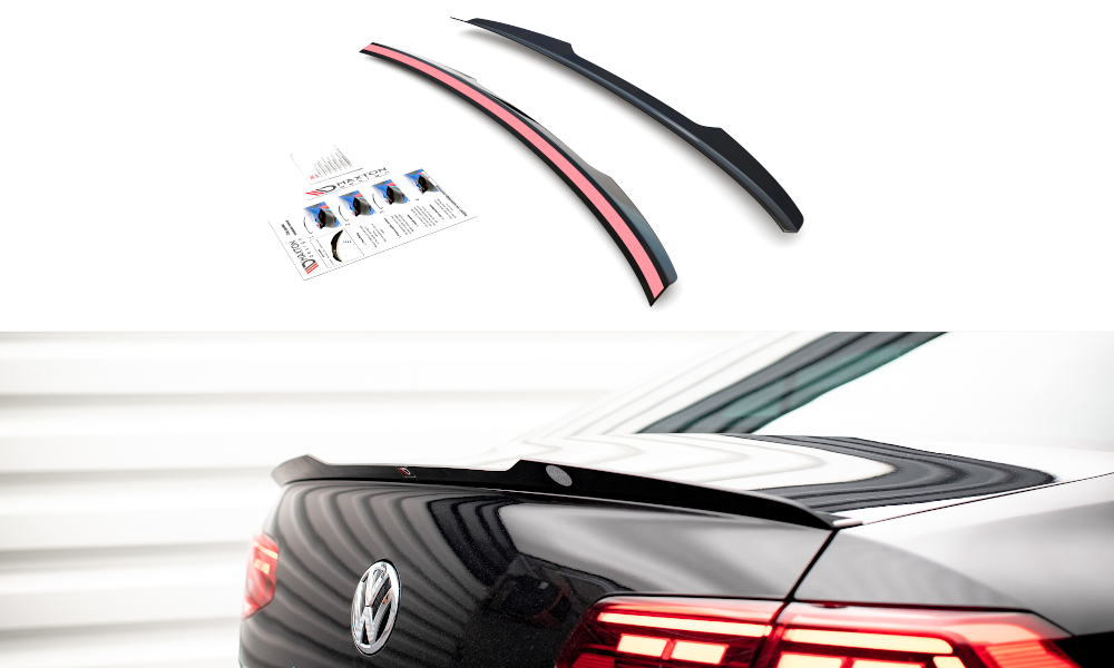 Maxton Design Spoiler CAP passend für VW Passat Limousine B8 Facelift schwarz Hochglanz