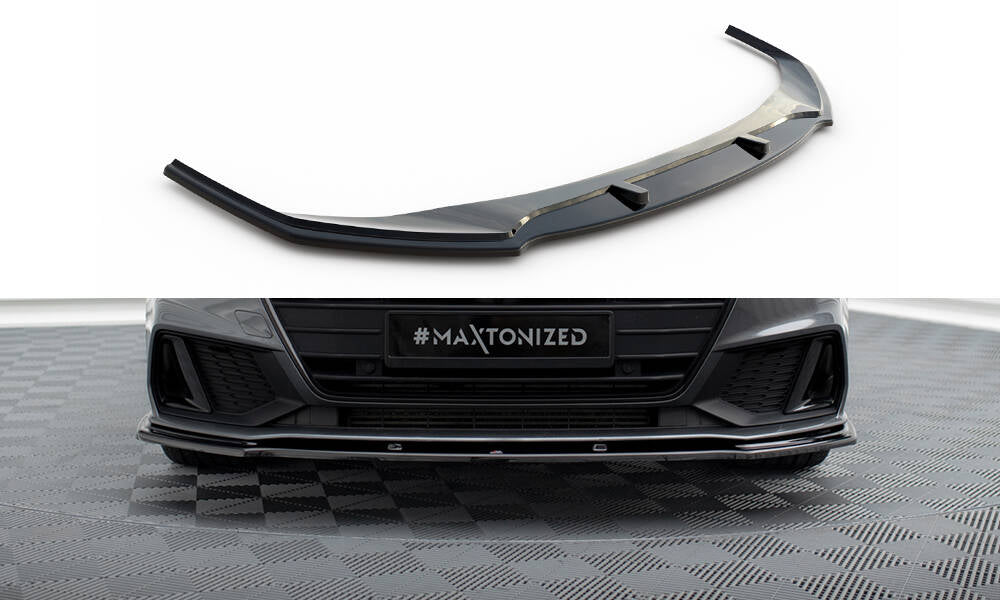 Maxton Design Street+ Spoilerlippe Front Ansatz V.2 passend für Audi A7 S-Line C8 / S7 C8 / C8 Facelift / S7 Facelift schwarz Hochglanz
