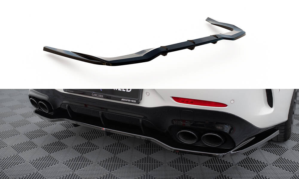 Maxton Design Street+ Mittlerer Diffusor RACE passend für Mercedes-AMG GT 43 4 Door Coupe V8 Styling Package X290 schwarz Hochglanz