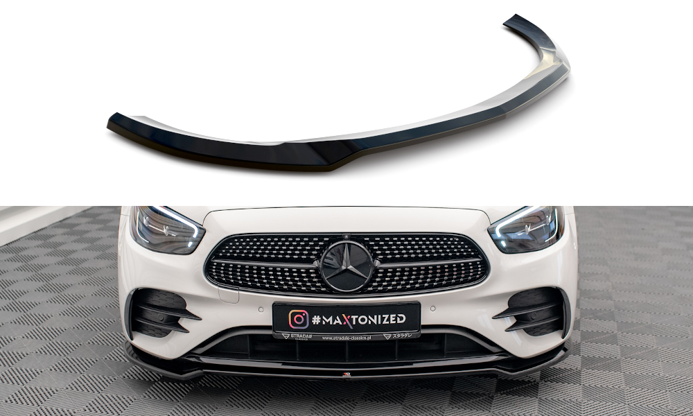 Maxton Design Street+ Spoilerlippe Front Ansatz V.1 passend für Mercedes-Benz E AMG-Line W213 Facelift schwarz Hochglanz