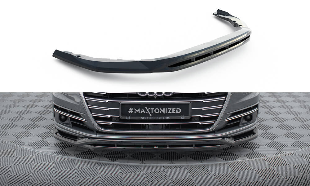 Maxton Design Street+ Spoilerlippe Front Ansatz passend für Audi A8 D5 schwarz Hochglanz
