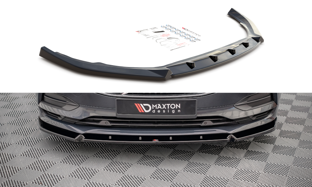 Maxton Design Street+ Spoilerlippe Front Ansatz V.2 passend für Volvo V90 Mk2 schwarz Hochglanz