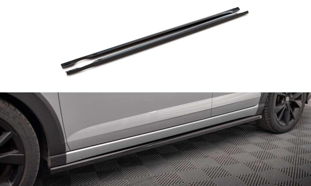 Maxton Design Street+ Seitenschweller Leisten passend für VW Taigo R-Line Mk1 schwarz Hochglanz