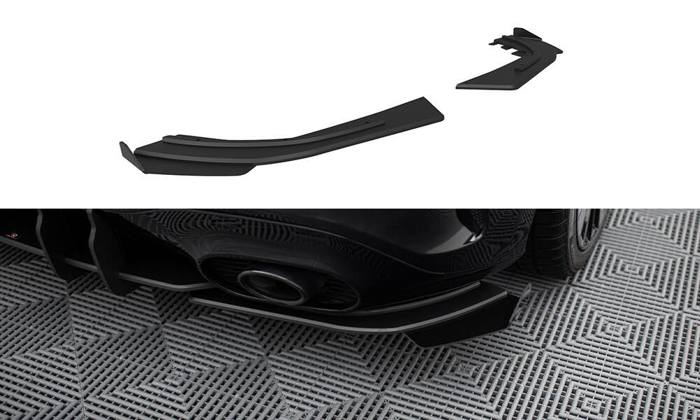 Maxton Design Street Pro Heck Ansatz Flaps Diffusor + Flaps passend für Mercedes-AMG A35 Hatchback W177 schwarz Hochglanz
