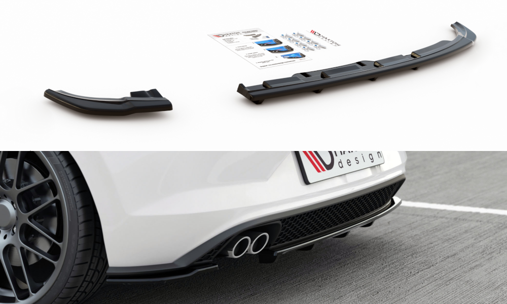 Maxton Design Street+ Mittlerer Diffusor RACE passend für VW Polo GTI Mk6 schwarz Hochglanz