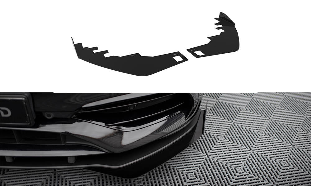 Maxton Design Front Stoßstange Flaps passend für Mercedes-Benz A AMG-Line W176 Facelift schwarz Hochglanz
