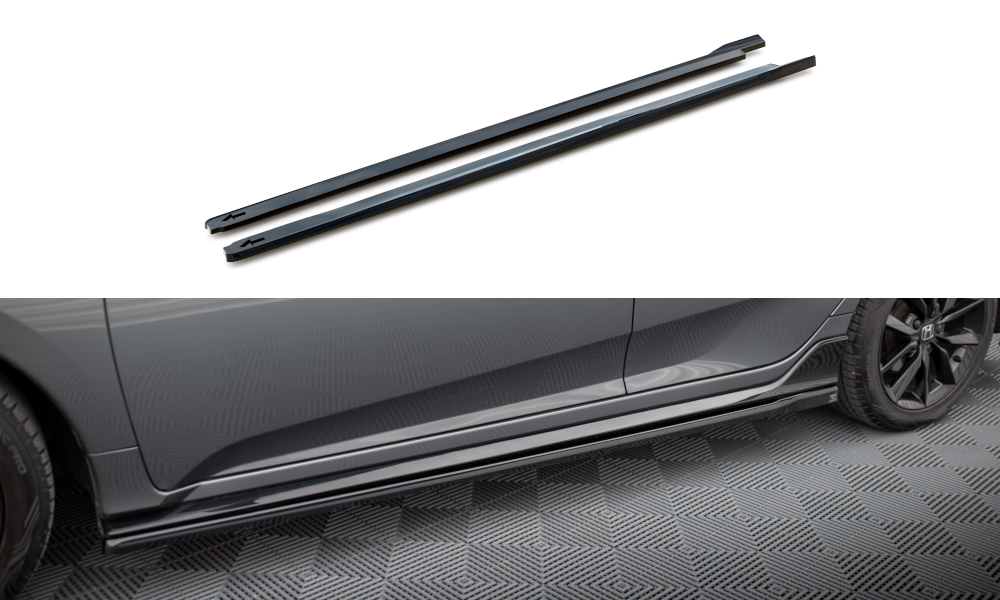 Maxton Design Street+ Seitenschweller Leisten passend für Honda Civic Sport Mk 10 schwarz Hochglanz
