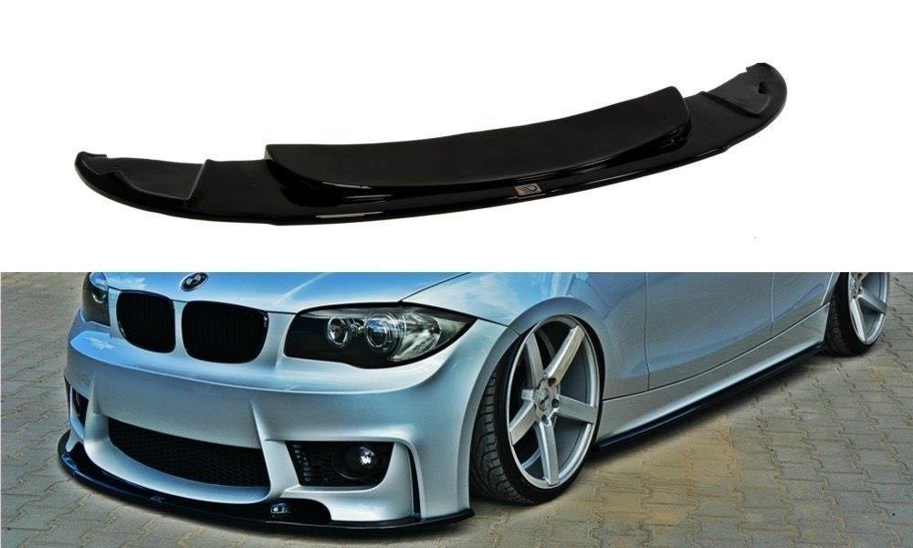 Maxton Design Street+ Spoilerlippe Front Ansatz passend für BMW 1er E87 M-Design schwarz Hochglanz