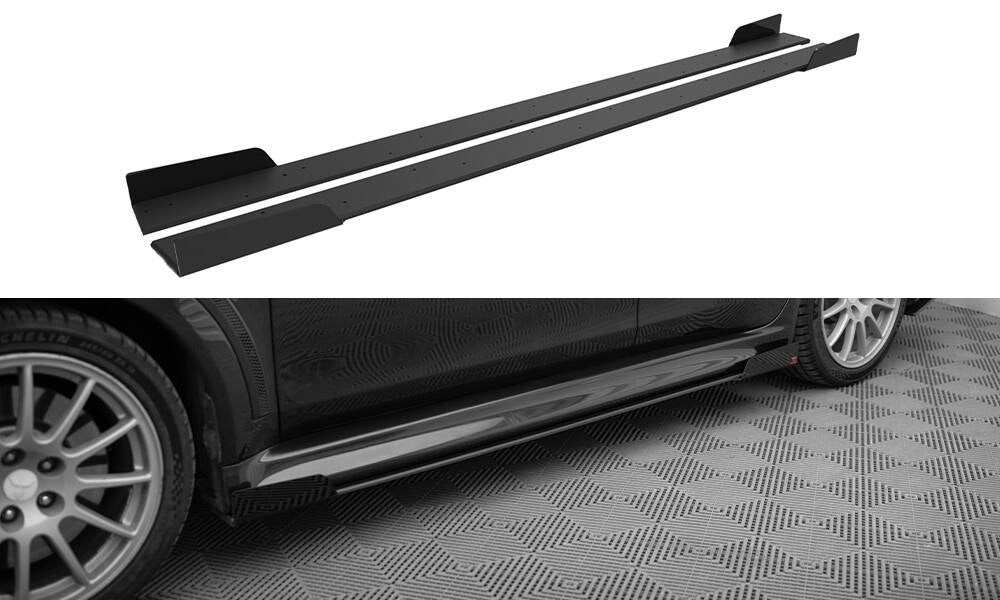 Maxton Design Street Pro Street+ Seitenschweller Leisten + Flaps passend für Mitsubishi Lancer EVO X schwarz Hochglanz