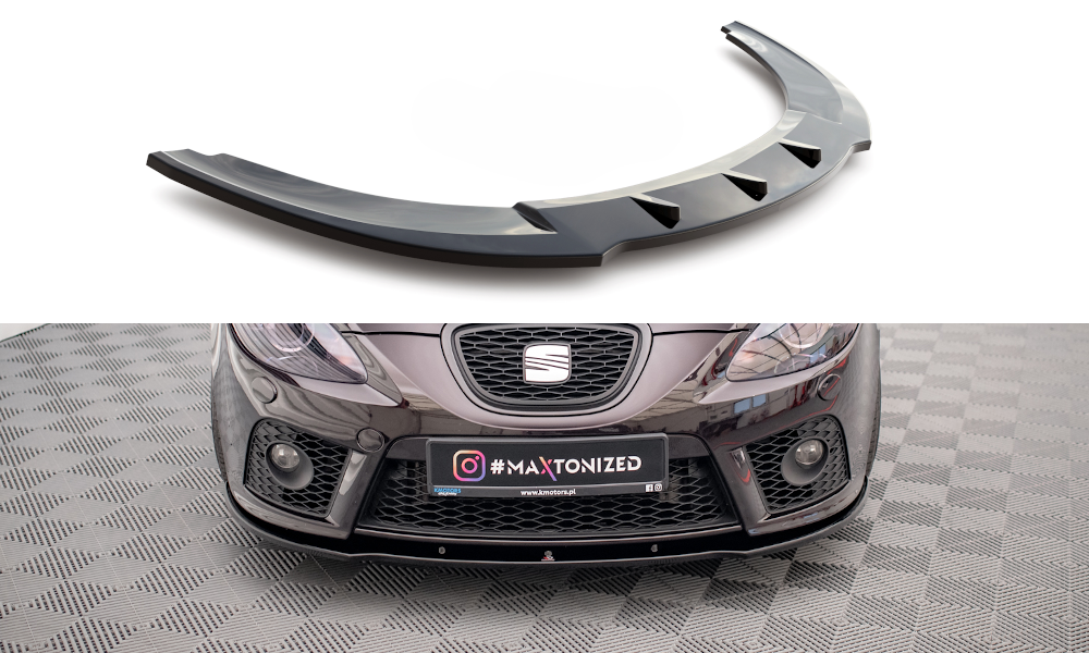 Maxton Design Street+ Spoilerlippe Front Ansatz passend für SEAT LEON MK2 CUPRA FR (vor Facelift) schwarz Hochglanz