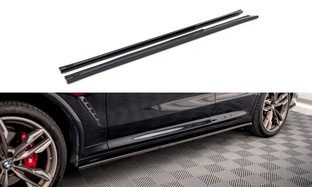 Maxton Design Street+ Seitenschweller Leisten passend für V.1 passend für BMW X3 M40d / M40i / M-Paket G01 schwarz Hochglanz
