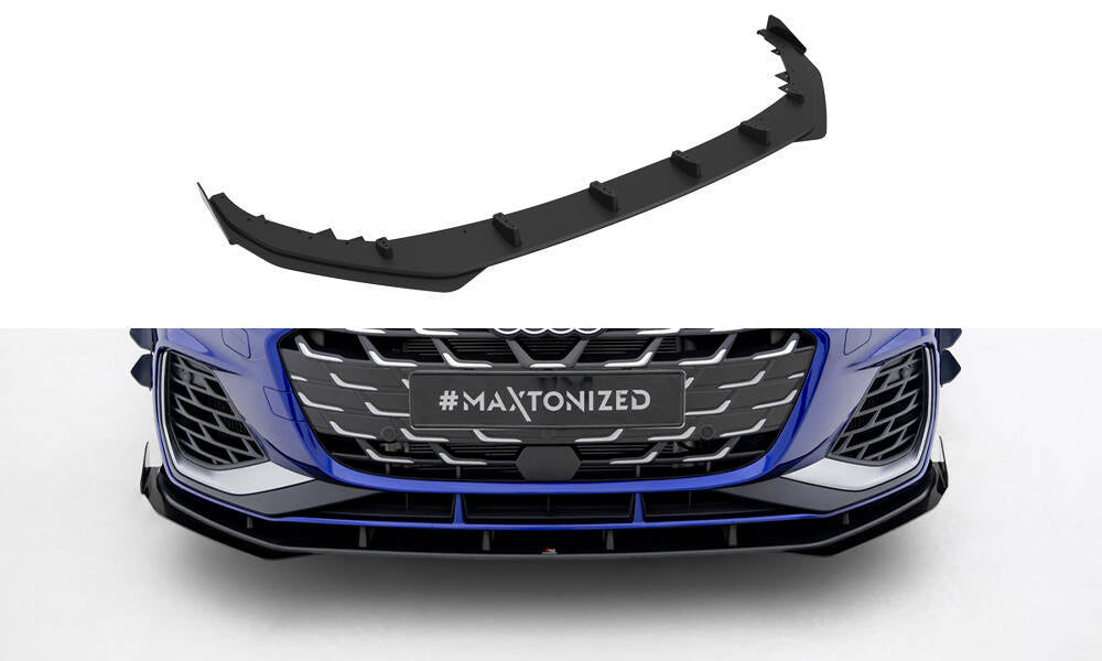 Maxton Design Street Pro Street+ Spoilerlippe Front Ansatz + Flaps passend für Audi A3 S-Line Limousine / S3 Limousine 8Y Facelift schwarz Hochglanz