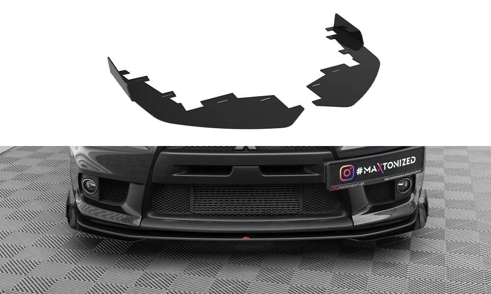 Maxton Design Front Stoßstange Flaps passend für Mitsubishi Lancer EVO X schwarz Hochglanz