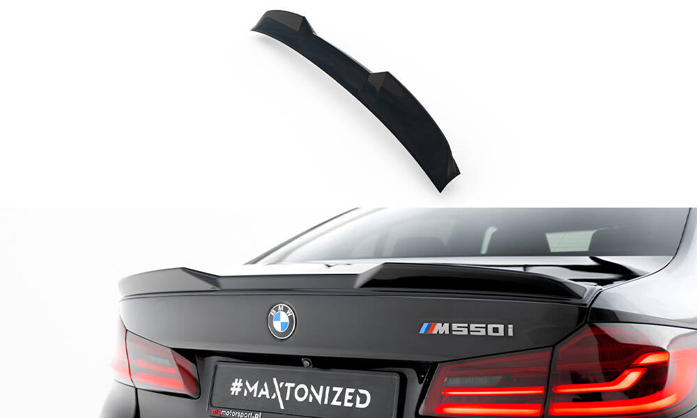Maxton Design Spoiler CAP 3D passend für BMW 5er Standard / M-Paket / M550 Limousine G30 / G30 Facelift schwarz Hochglanz