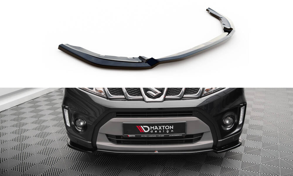 Maxton Design Street+ Spoilerlippe Front Ansatz V.1 passend für Suzuki Vitara S Mk2 schwarz Hochglanz