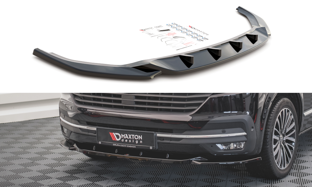 Maxton Design Street+ Spoilerlippe Front Ansatz V.2 passend für VW T6.1 schwarz Hochglanz