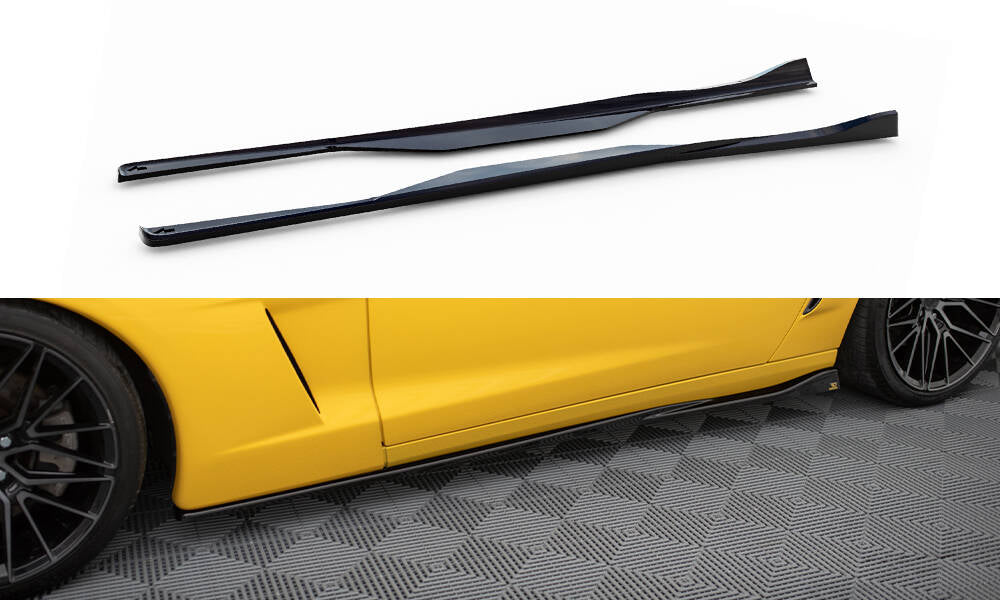 Maxton Design Street+ Seitenschweller Leisten passend für Chevrolet Corvette C6 schwarz Hochglanz
