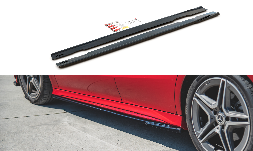 Maxton Design Seitenschweller Ansatz für Mercedes-Benz CLA AMG-Line C118 schwarz matt