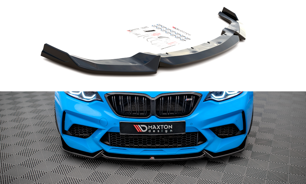 Maxton Design Street+ Spoilerlippe Front Ansatz V.2 passend für BMW M2 Competition F87 schwarz Hochglanz