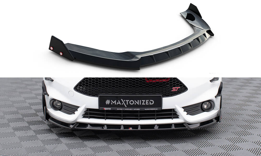 Maxton Design Street+ Spoilerlippe Front Ansatz V.6 + Flaps passend für Ford Fiesta ST Mk7 Facelift