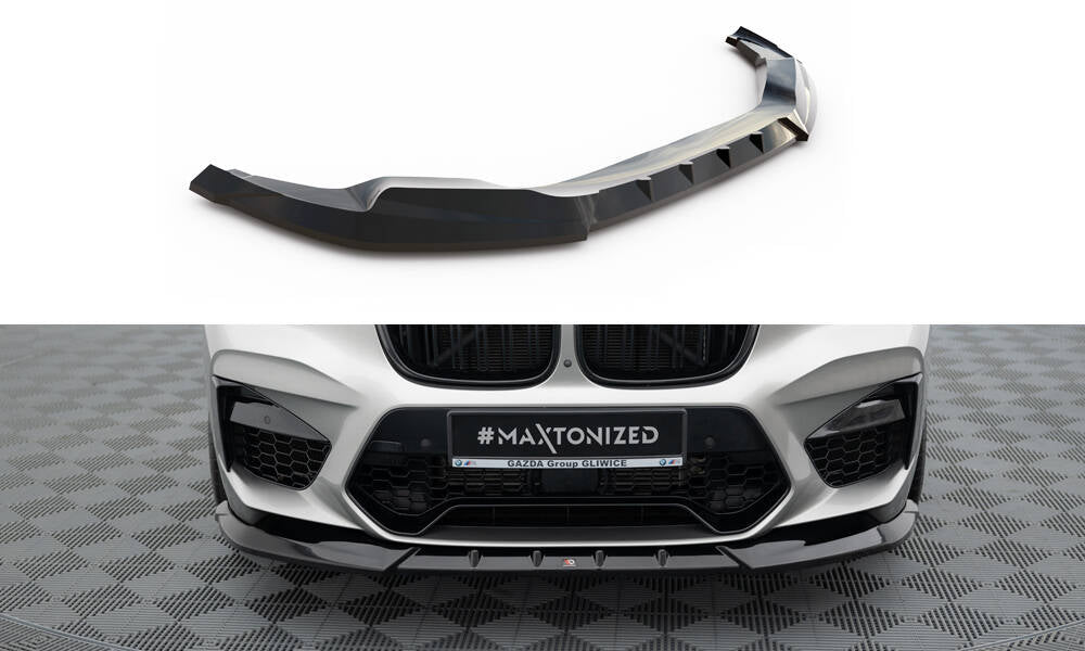 Maxton Design Street+ Spoilerlippe Front Ansatz passend für V.1 BMW X4 M F98 schwarz Hochglanz