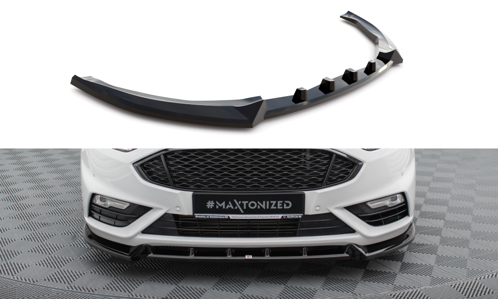 Maxton Design Street+ Spoilerlippe Front Ansatz passend für Ford Mondeo Sport Mk5 Facelift / Fusion Sport Mk2 Facelift schwarz Hochglanz