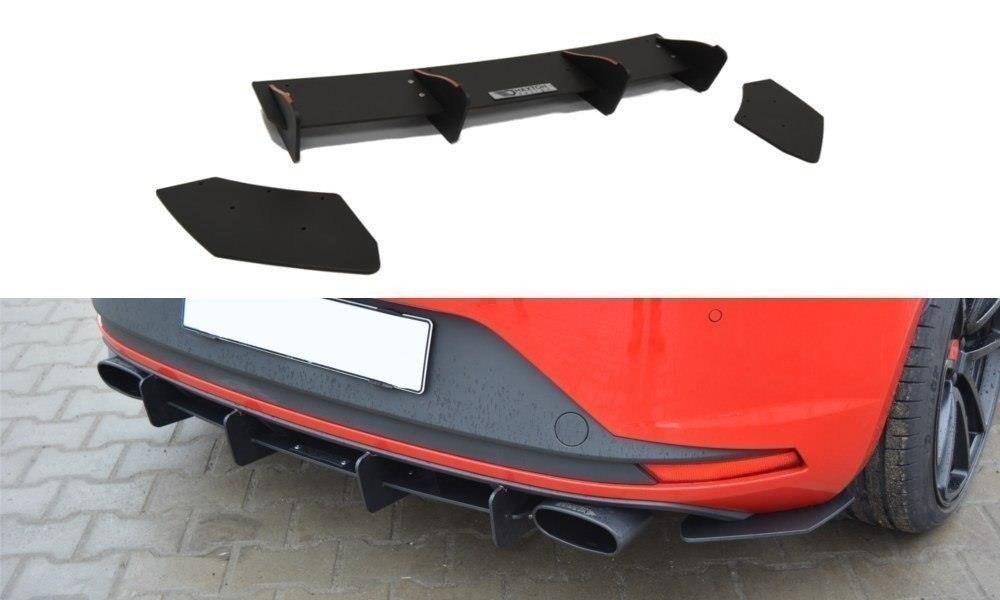 Maxton Design SEAT LEON III CUPRA Diffusor Heck Ansatz passend für Heckschürze passend für & Heck Ansatz Flaps Diffusor passend für