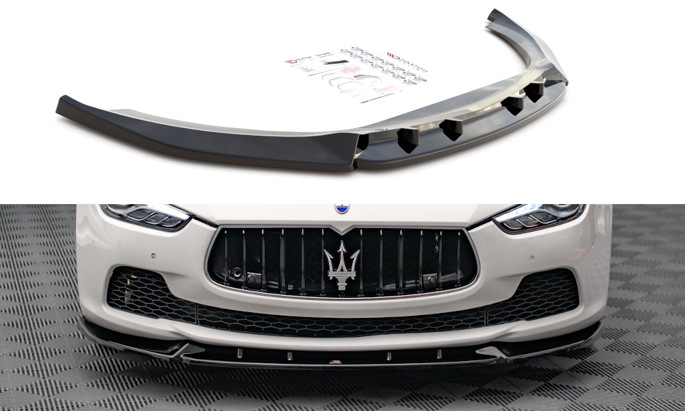 Maxton Design Street+ Spoilerlippe Front Ansatz V.2 passend für Maserati Ghibli Mk3 schwarz Hochglanz