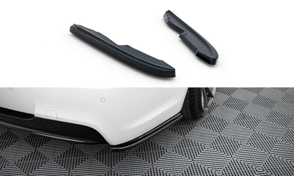 Maxton Design Heck Ansatz Flaps Diffusor passend für BMW 3er E90 M Paket schwarz Hochglanz