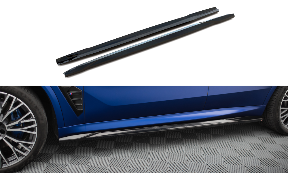 Maxton Design Street+ Seitenschweller Leisten passend für V.1 passend für BMW X5 M-Paket G05 Facelift schwarz Hochglanz