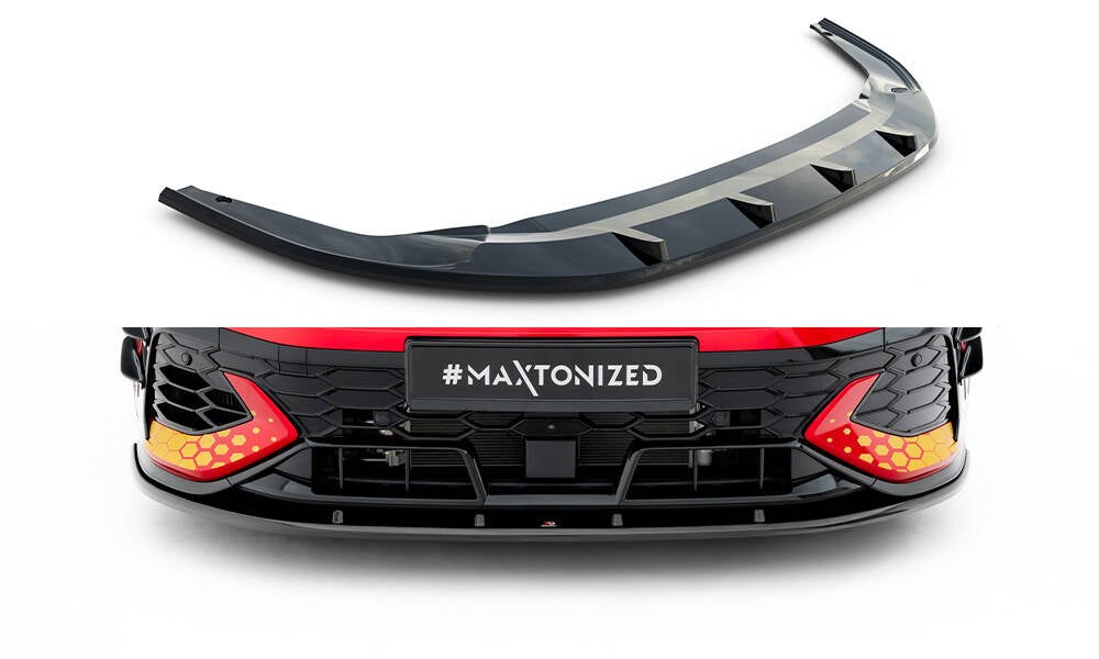 Maxton Design Street+ Spoilerlippe Front Ansatz V.2 passend für VW Golf GTI Clubsport Mk8 Facelift schwarz Hochglanz