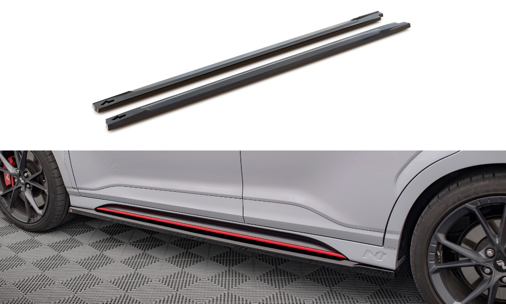 Maxton Design Street+ Seitenschweller Leisten passend für V.1 passend für Hyundai Kona N Mk1 schwarz Hochglanz