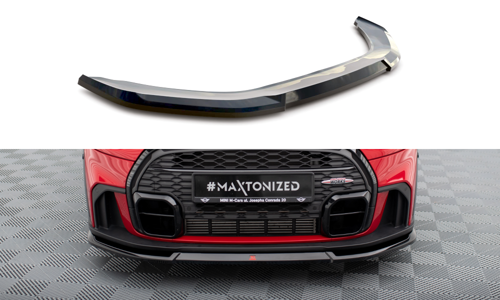 Maxton Design Street+ Spoilerlippe Front Ansatz V.2 passend für Mini Cooper S John Cooper Works F56 Facelift schwarz Hochglanz