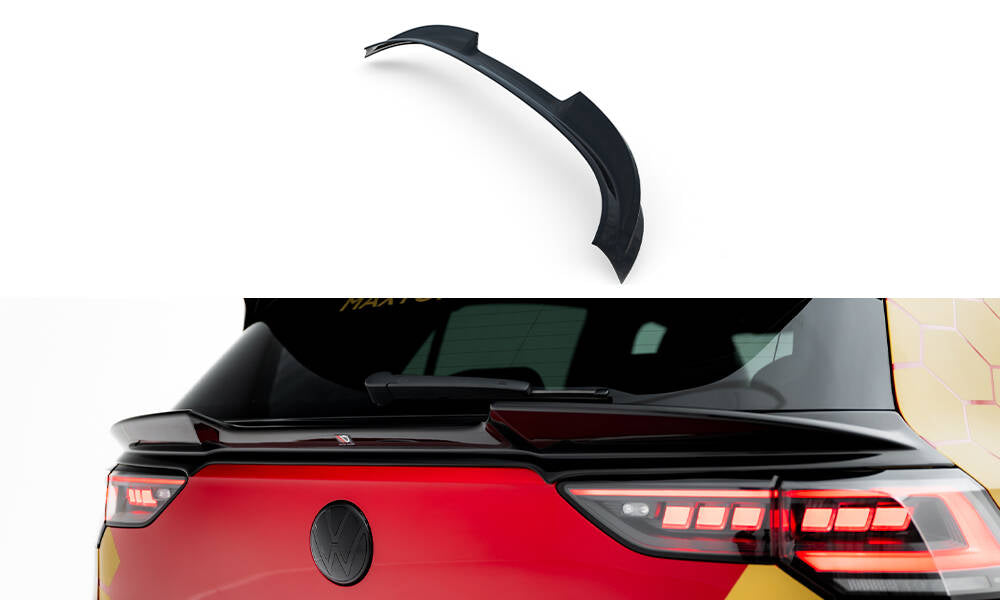 Maxton Design Niedriger Spoiler CAP 3D passend für VW Golf R Mk8 Facelift schwarz Hochglanz