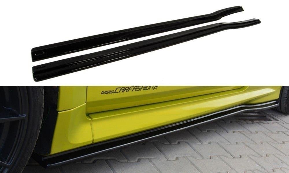 Maxton Design Seitenschweller Diffuser Ford Focus RS Mk2 schwarz Hochglanz für Ford Focus RS
