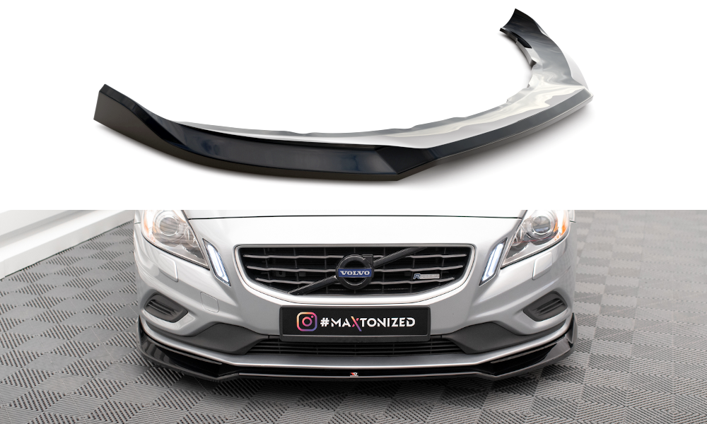 Maxton Design Street+ Spoilerlippe Front Ansatz V.2 passend für Volvo S60 R-Design Mk2 schwarz Hochglanz