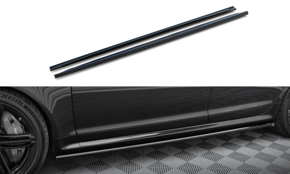 Maxton Design Street+ Seitenschweller Leisten V.2 passend für Audi RS6 Avant C6 schwarz Hochglanz
