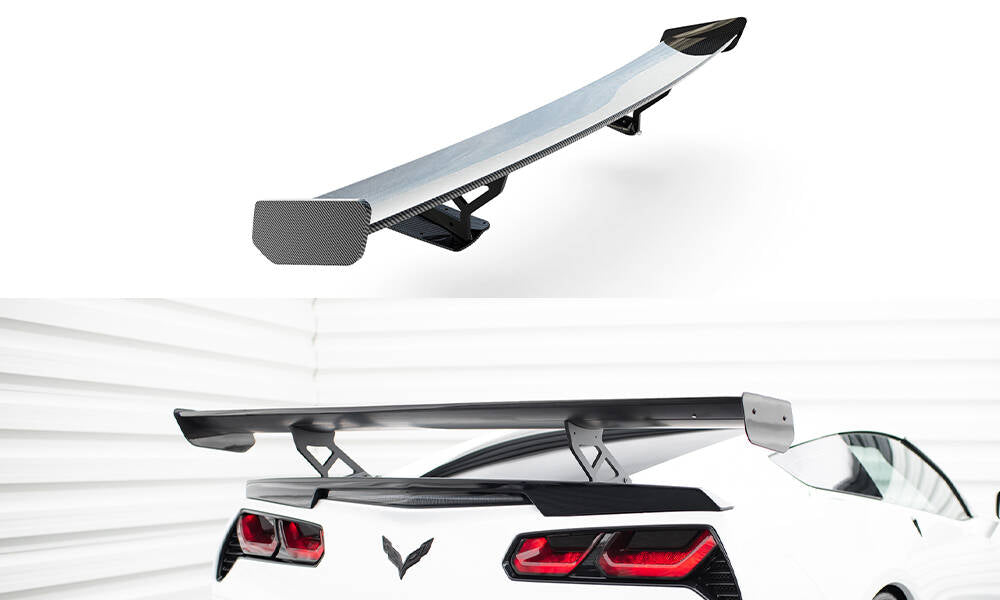Maxton Design Carbon Spoiler With Internal Brackets Uprights Chevrolet Corvette Stingray / Grand Sport C7 für Chevrolet Corvette C7